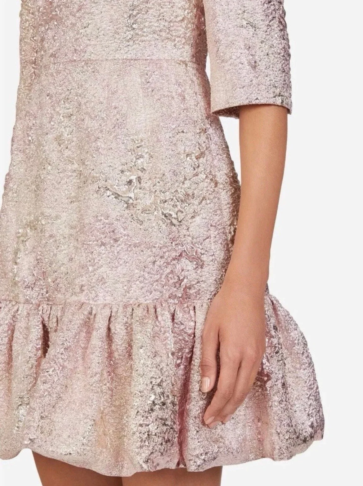 2020 Dolce & Gabbana Pink Metallic Jacquard Sheath Mini Dress - Image 5