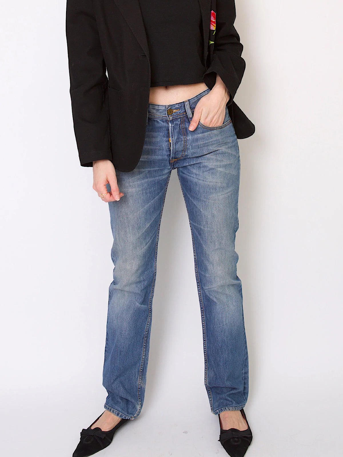 90s vintage Diesel blue denim straight leg mid waist - Image 7