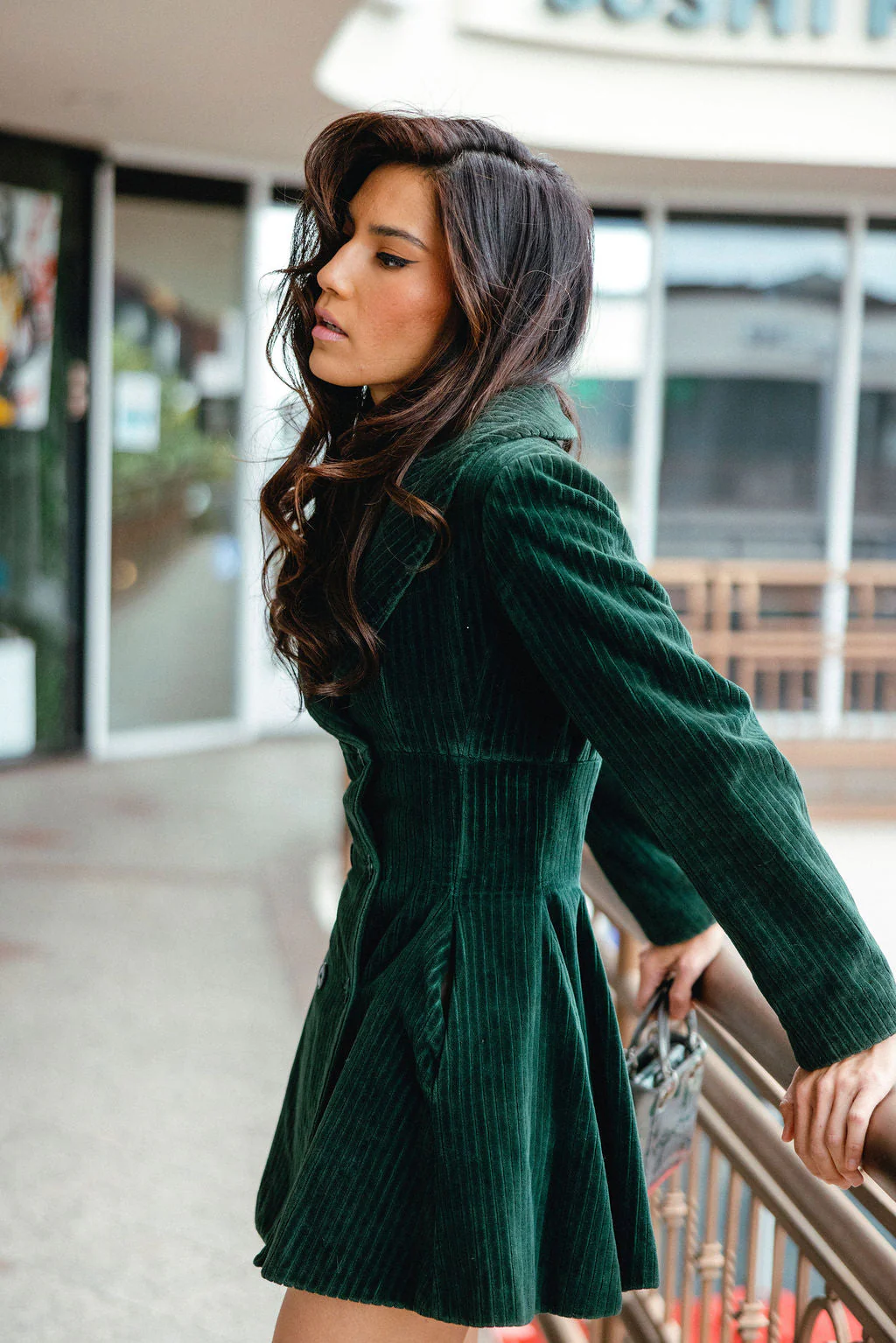 Alaïa Hunter Green Velvet Coatdress circa 1985 - Image 5