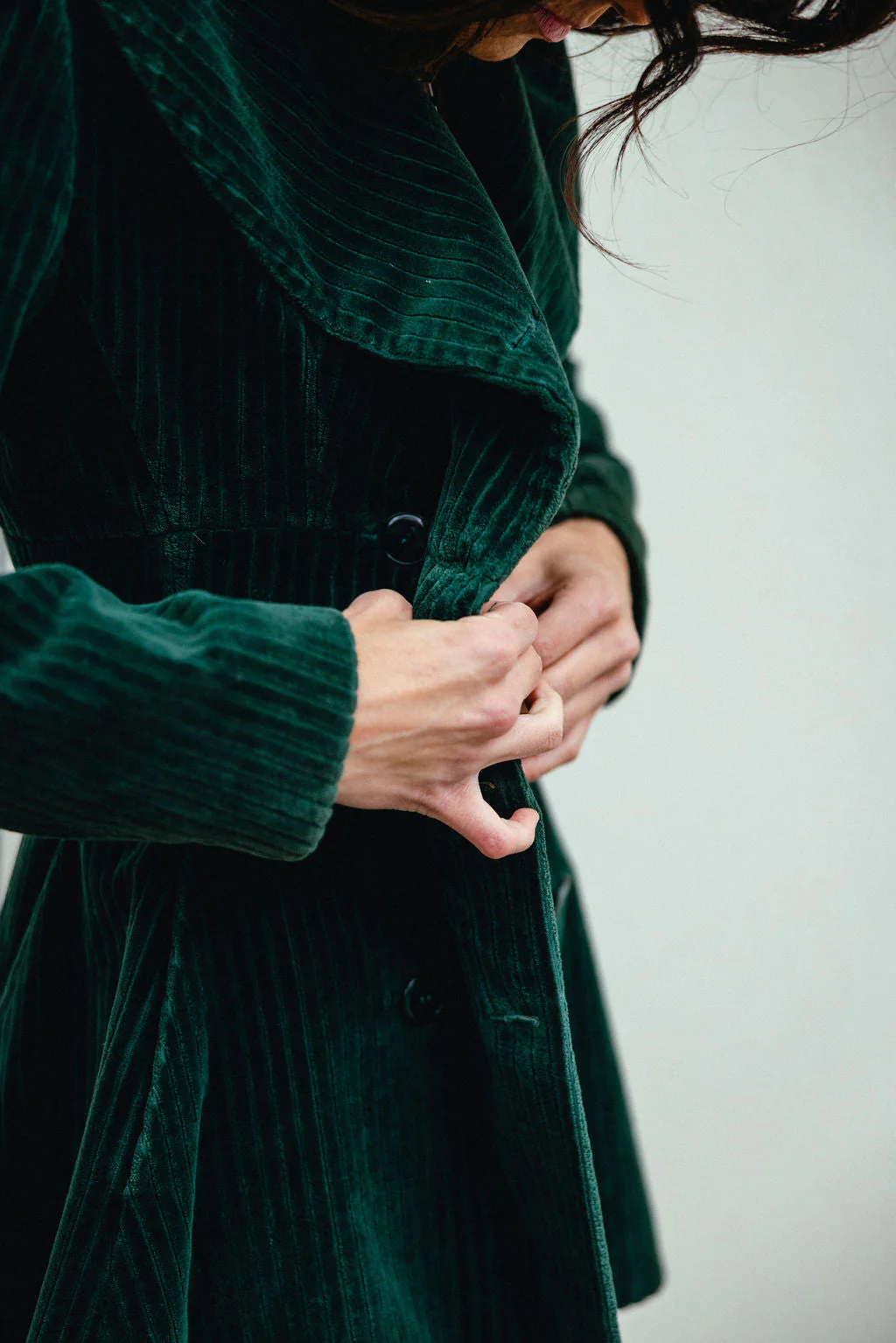 Alaïa Hunter Green Velvet Coatdress circa 1985 - Image 7