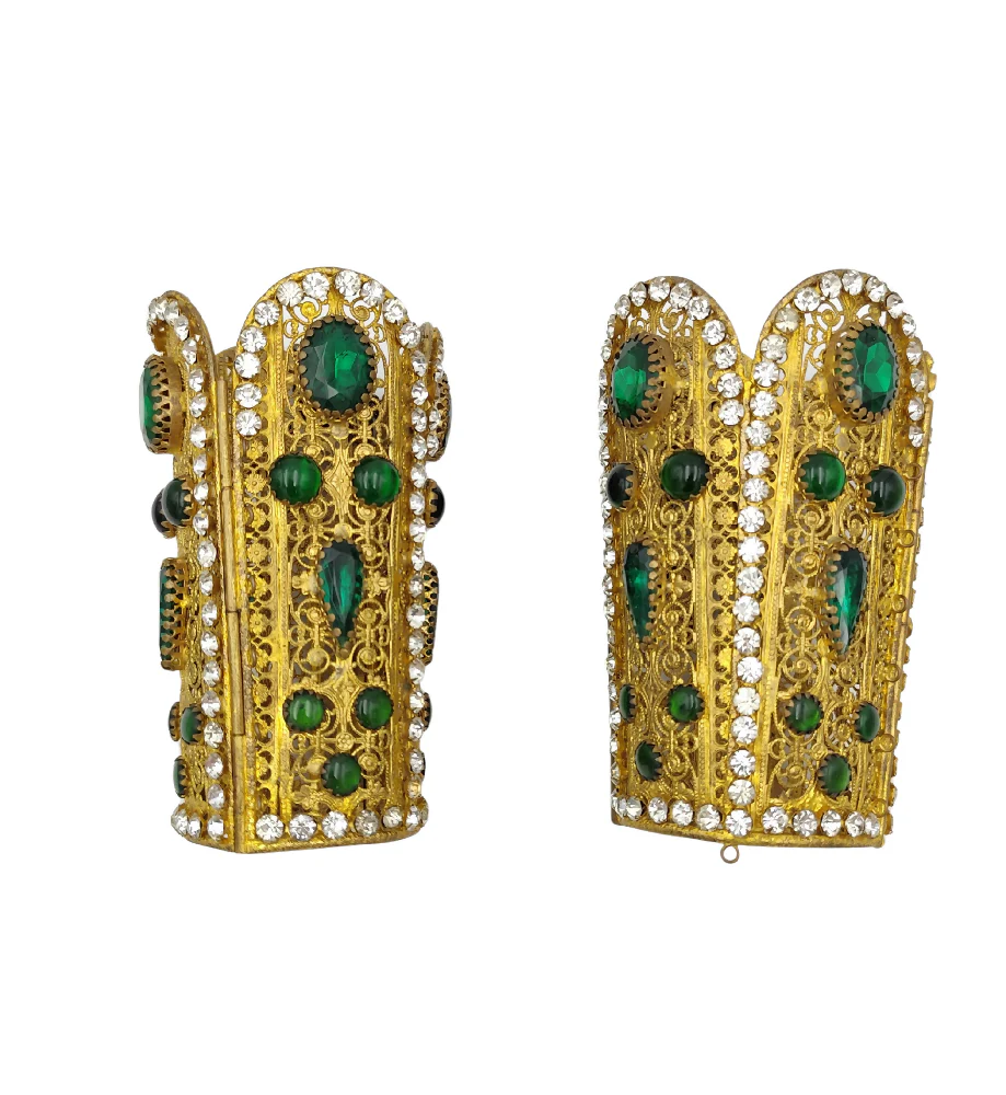 CORBELLA MILANO OPERA THEATER COSTUME GREEN RHINESTONES EGYPTIAN JEWELRY SET - Image 5