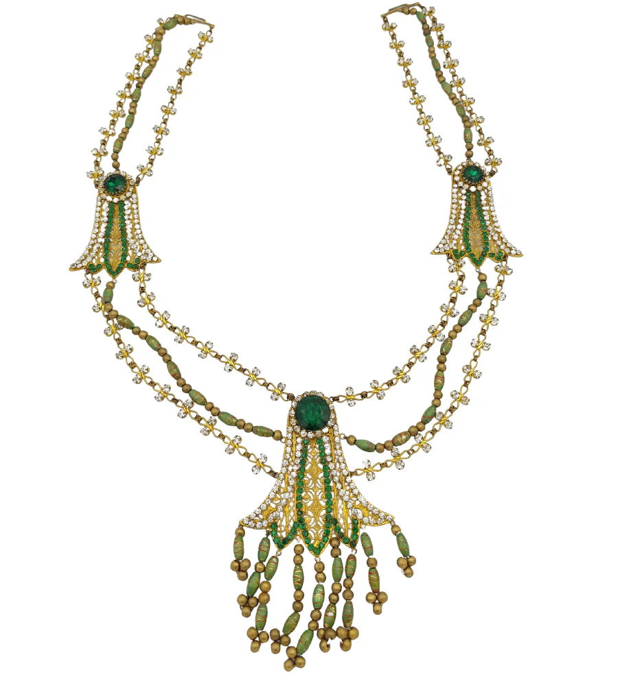 CORBELLA MILANO OPERA THEATER COSTUME GREEN RHINESTONES EGYPTIAN JEWELRY SET - Image 7