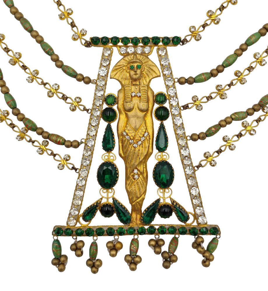 CORBELLA MILANO OPERA THEATER COSTUME GREEN RHINESTONES EGYPTIAN JEWELRY SET - Image 8