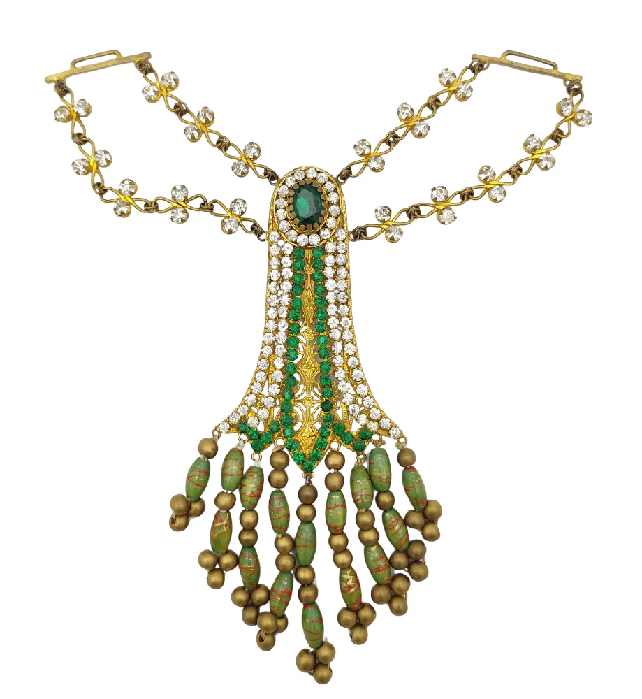CORBELLA MILANO OPERA THEATER COSTUME GREEN RHINESTONES EGYPTIAN JEWELRY SET - Image 9