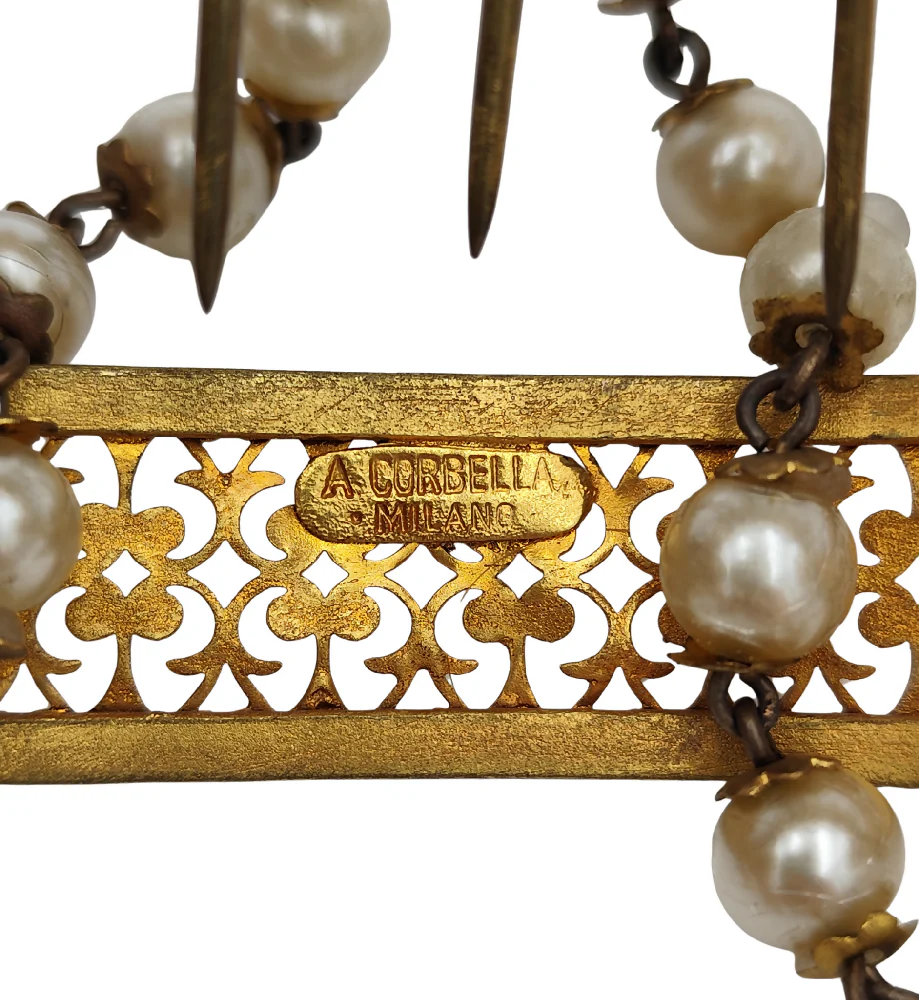 CORBELLA MILANO OPERA THEATER COSTUME RED RHINESTONES PEARLS JEWELRY SET - Image 10