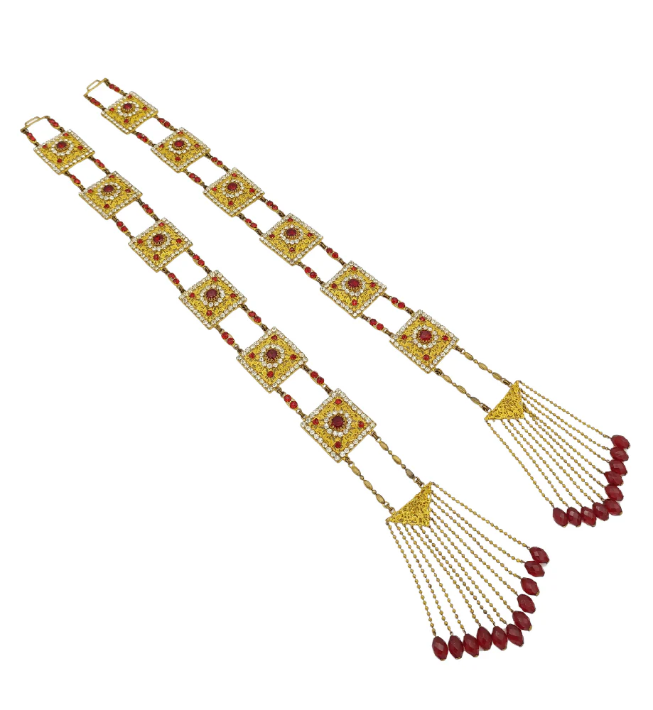 CORBELLA MILANO OPERA THEATER COSTUME RED RHINESTONES PEARLS JEWELRY SET - Image 6