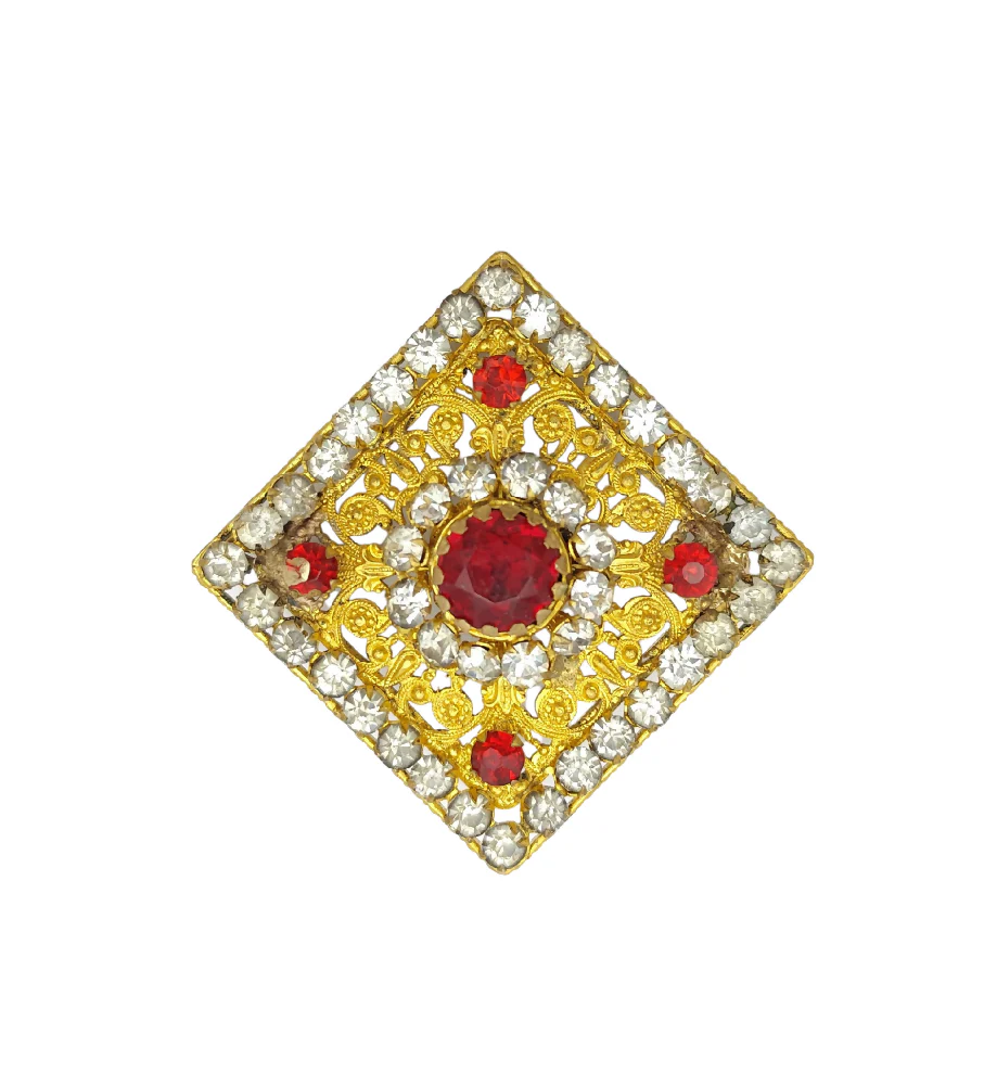 CORBELLA MILANO OPERA THEATER COSTUME RED RHINESTONES PEARLS JEWELRY SET - Image 8