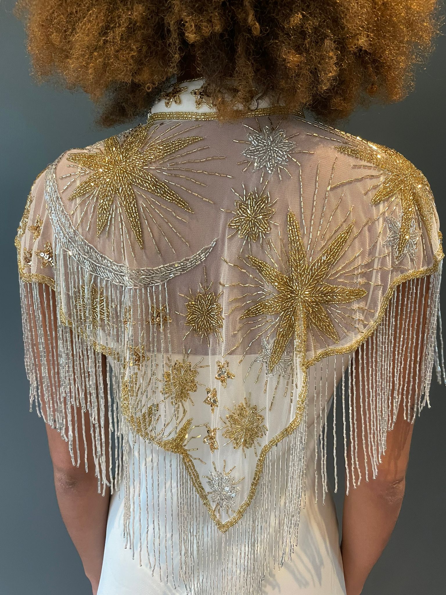 Cream Stars in your Eyes Sequin Cape - Image 3