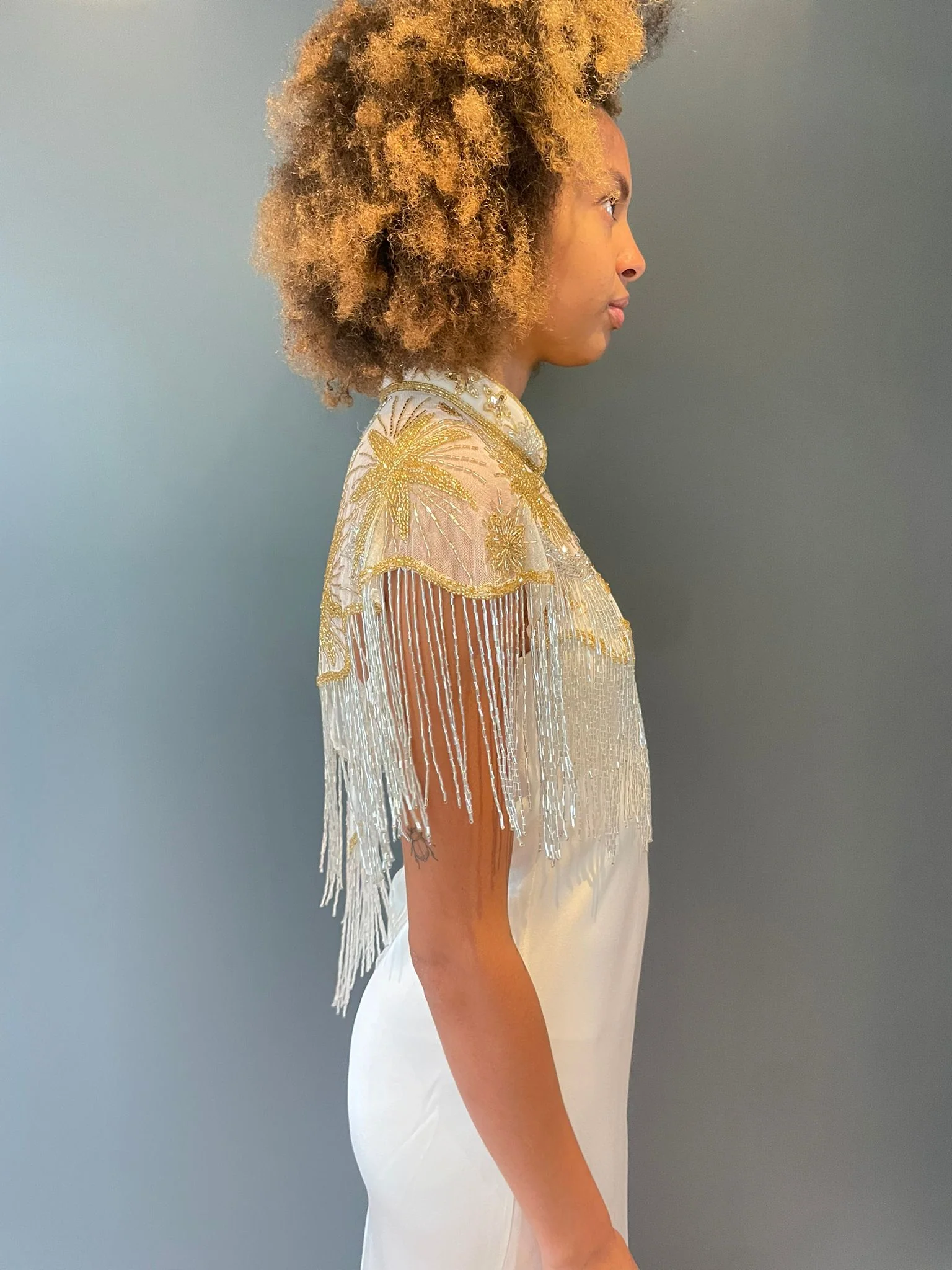 Cream Stars in your Eyes Sequin Cape - Image 4