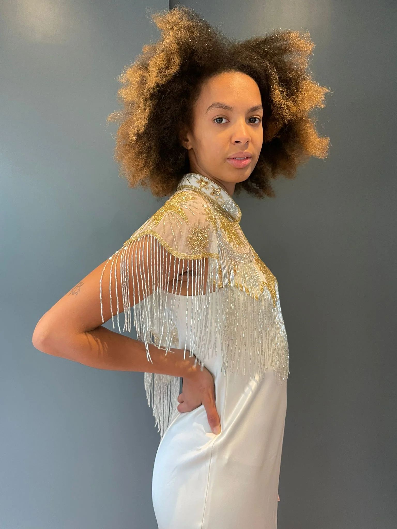 Cream Stars in your Eyes Sequin Cape - Image 5