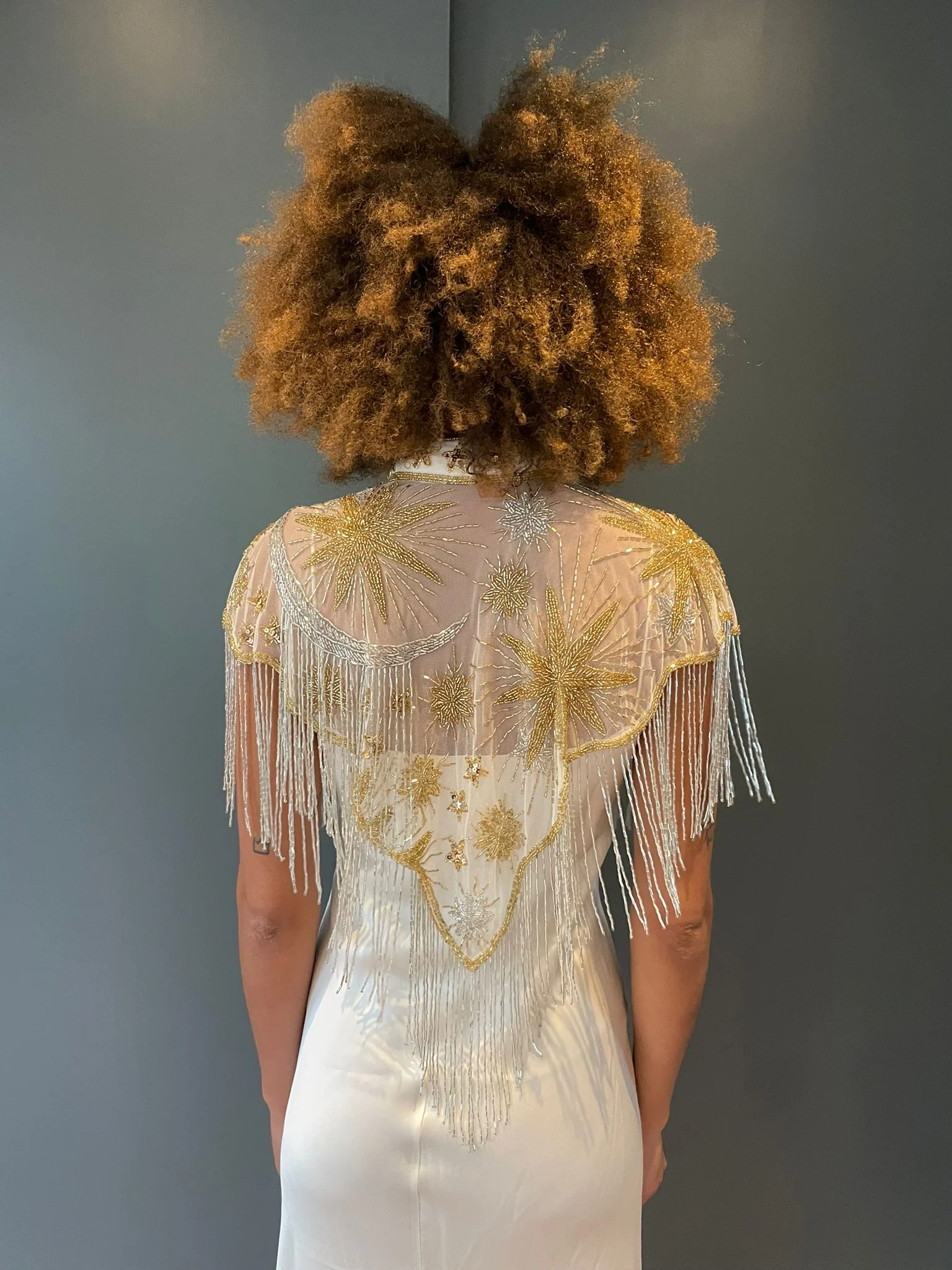 Cream Stars in your Eyes Sequin Cape - Image 6