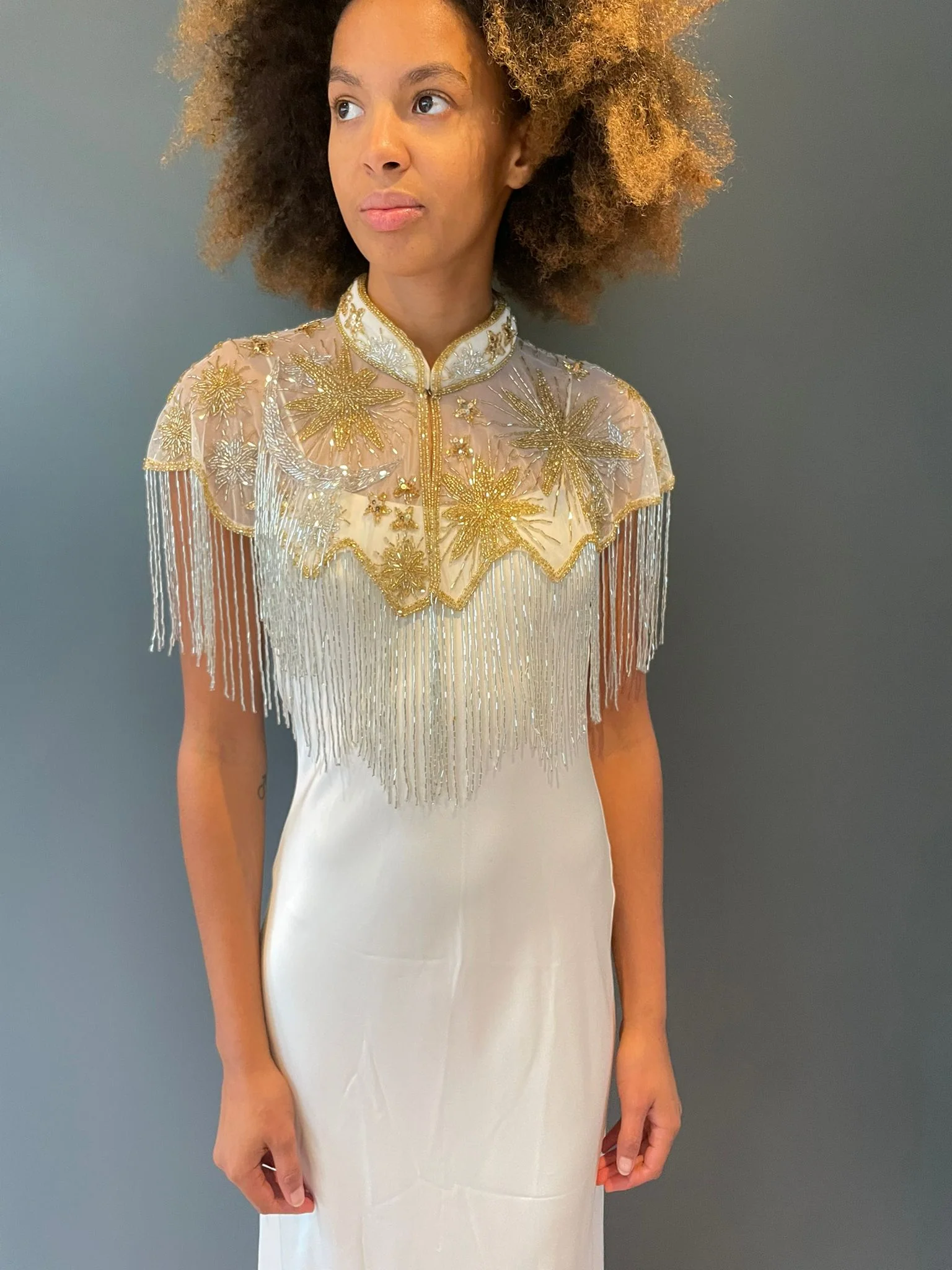 Cream Stars in your Eyes Sequin Cape - Image 7