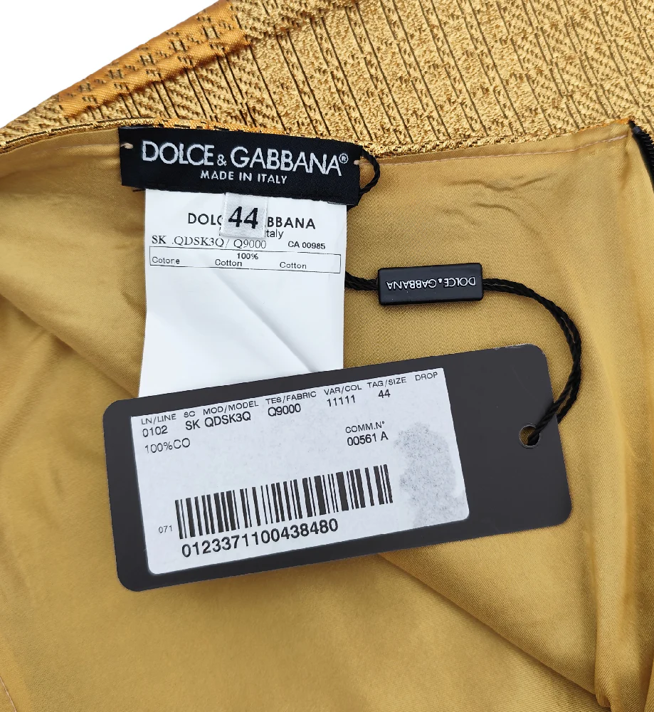 DOLCE & GABBANA GOLD TEXTURED MINI SKIRT NWT - Image 9