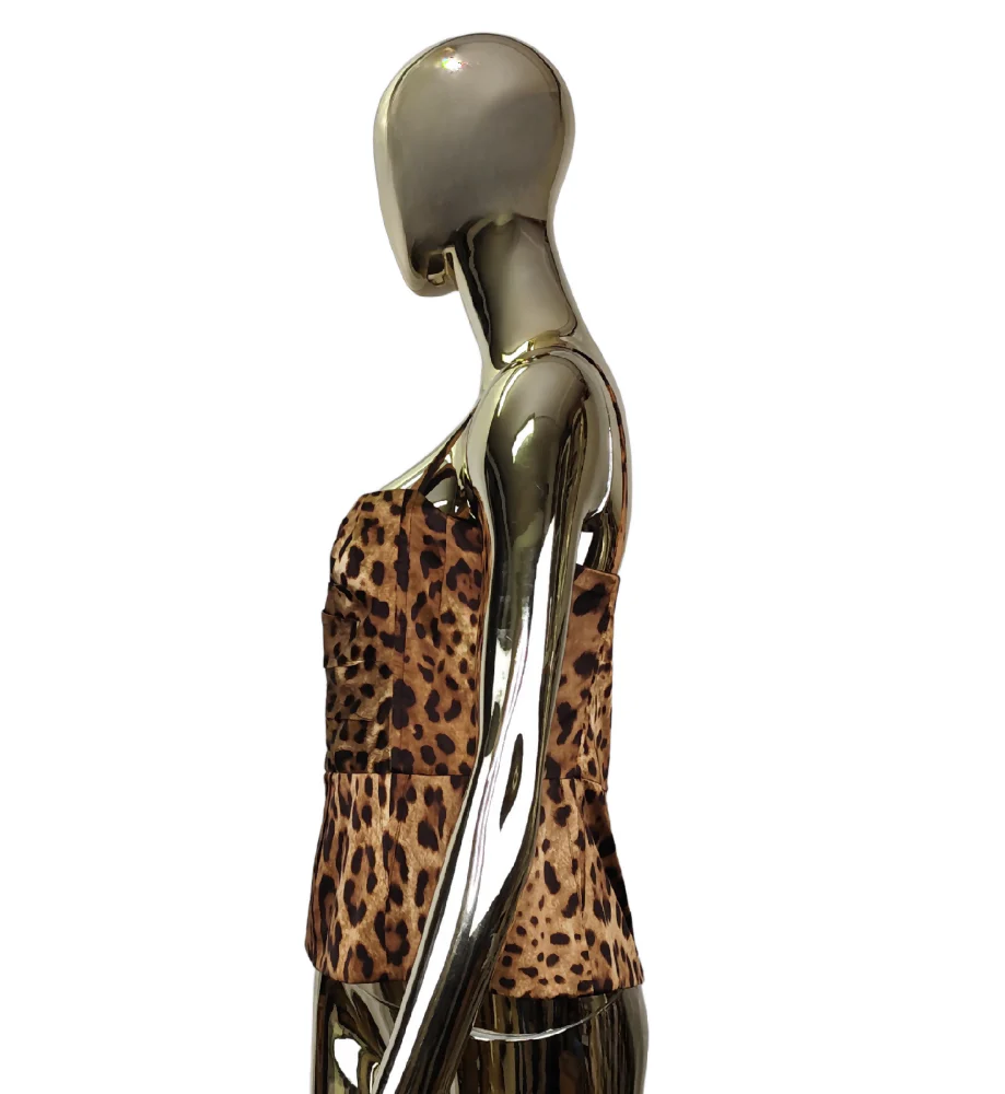 DOLCE&GABBANA LEOPARD PRINT SILK CORSET TOP - Image 3