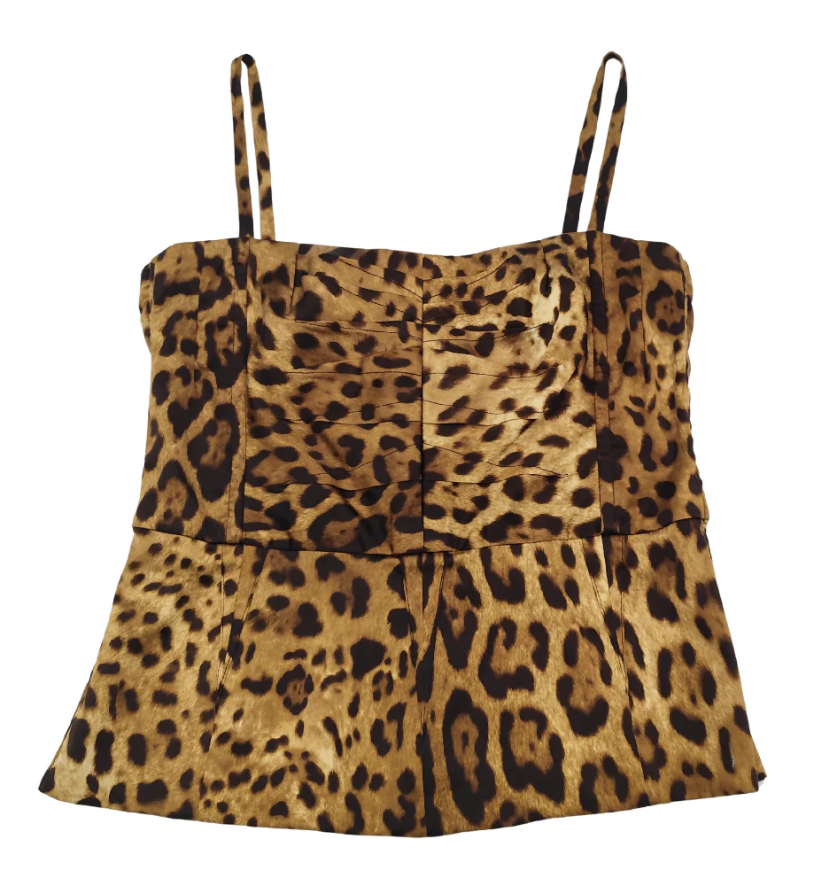 DOLCE&GABBANA LEOPARD PRINT SILK CORSET TOP - Image 5