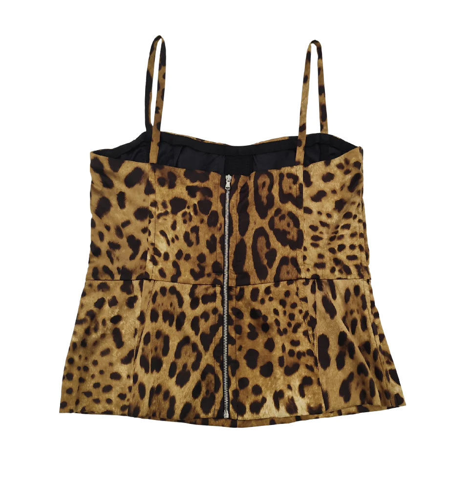 DOLCE&GABBANA LEOPARD PRINT SILK CORSET TOP - Image 6