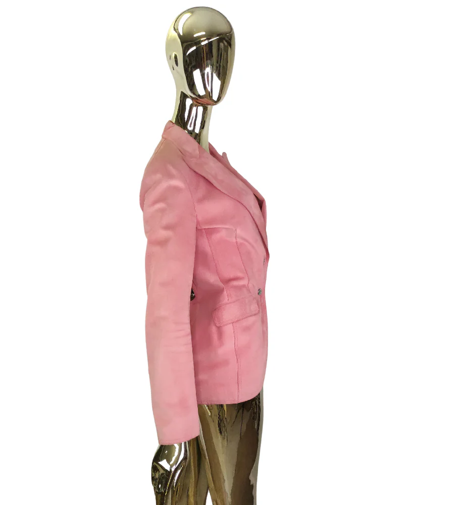 DOLCE & GABBANA PINK SUEDE LOGO JACKET - Image 3