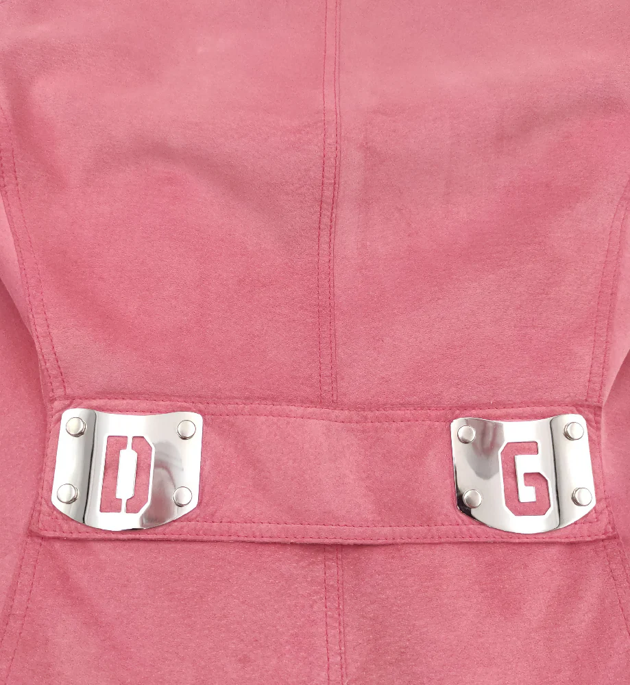 DOLCE & GABBANA PINK SUEDE LOGO JACKET - Image 4