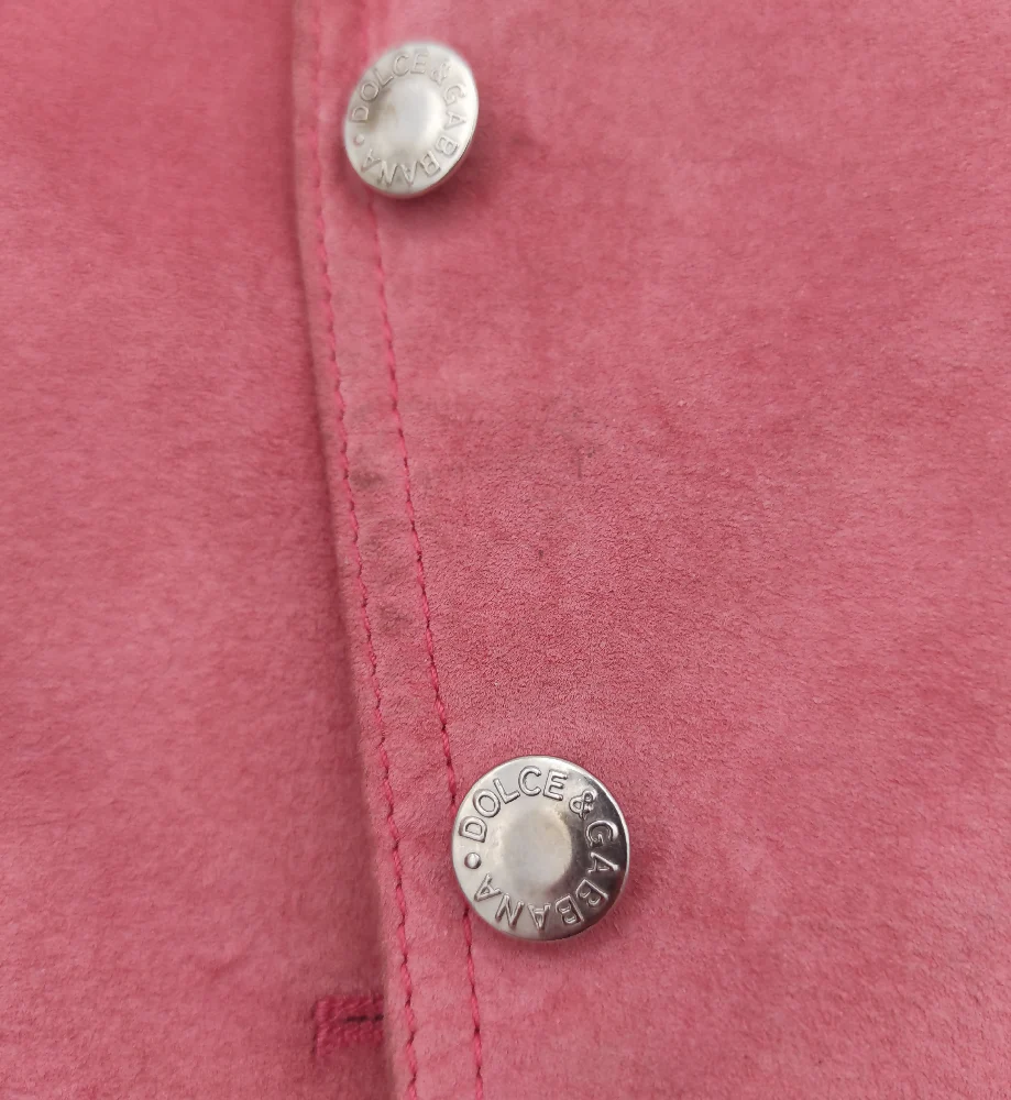 DOLCE & GABBANA PINK SUEDE LOGO JACKET - Image 5