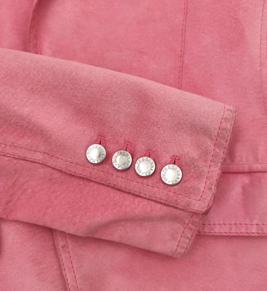 DOLCE & GABBANA PINK SUEDE LOGO JACKET - Image 6
