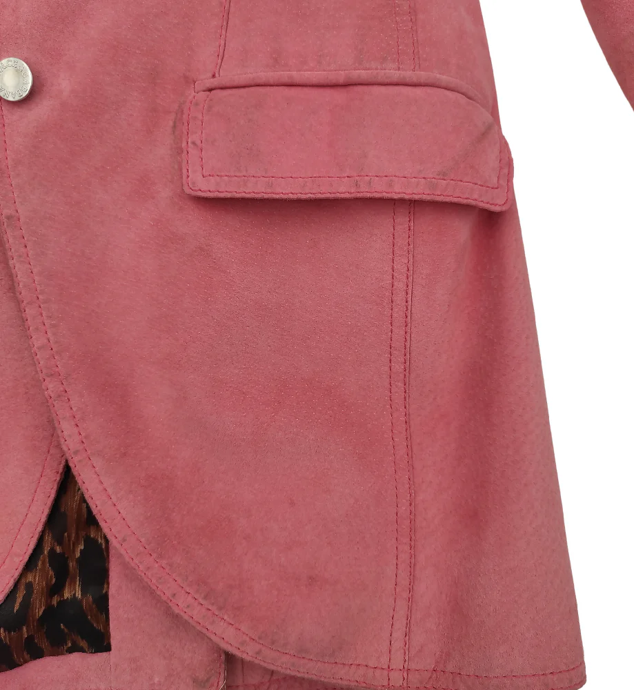 DOLCE & GABBANA PINK SUEDE LOGO JACKET - Image 7