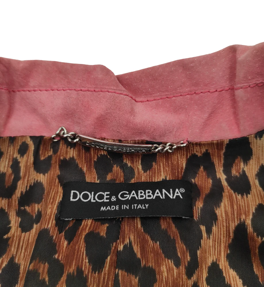 DOLCE & GABBANA PINK SUEDE LOGO JACKET - Image 9