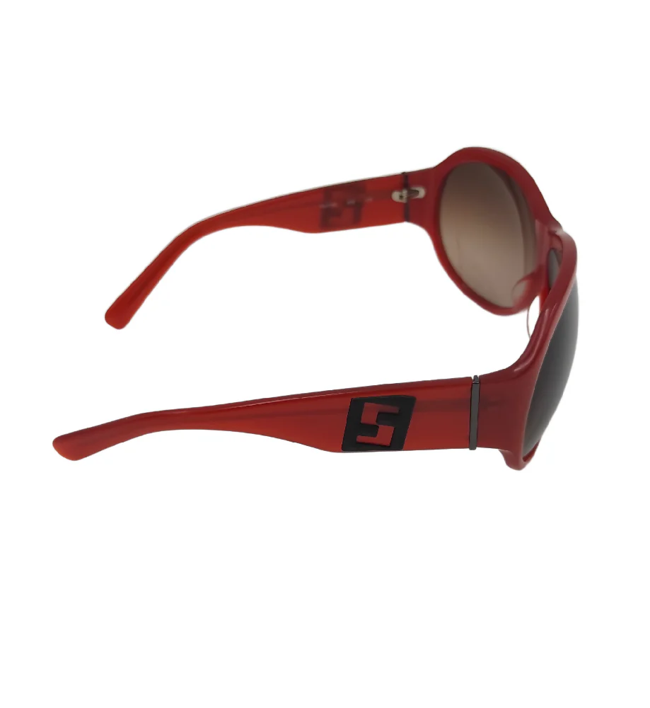 FENDI ROUNDED RED GREY LOGO SUNGLASSES - Image 3