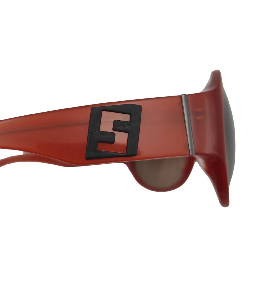 FENDI ROUNDED RED GREY LOGO SUNGLASSES - Image 5