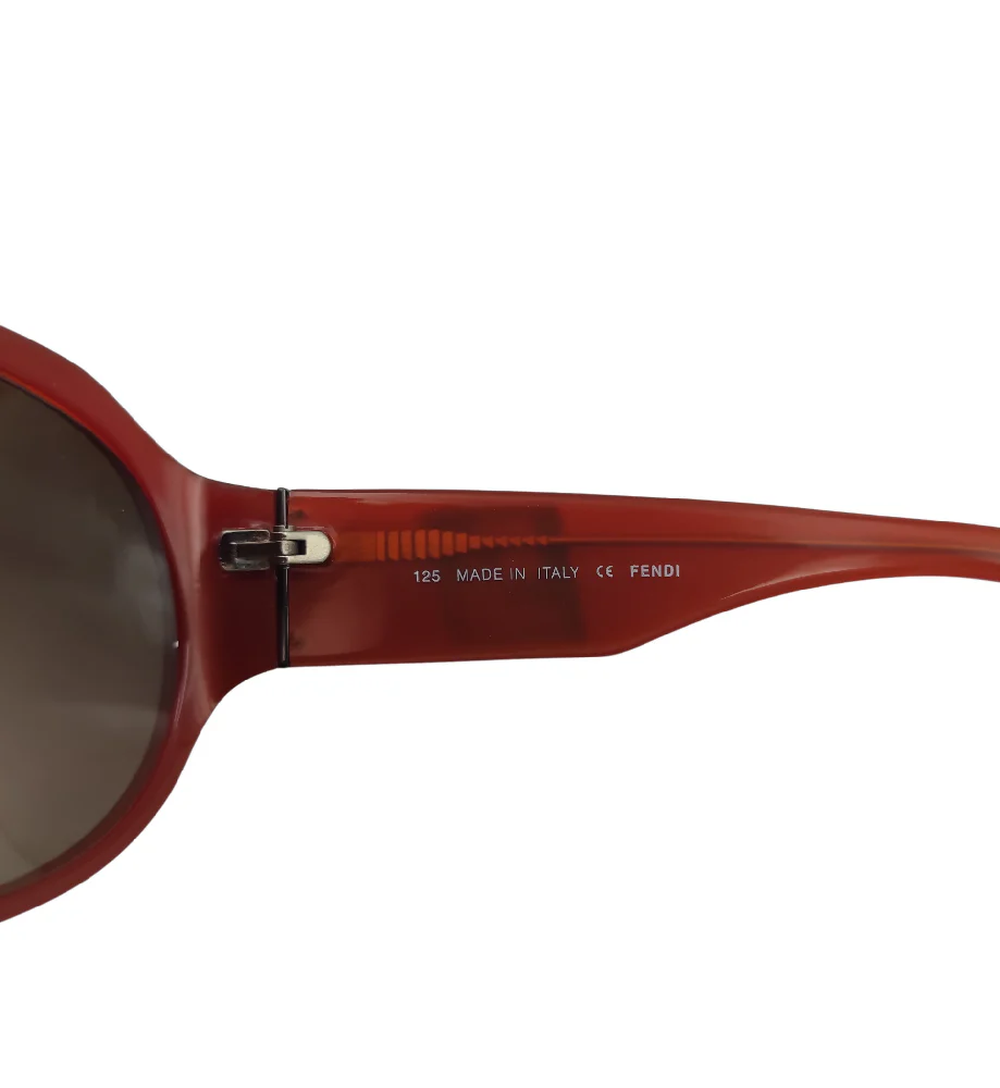 FENDI ROUNDED RED GREY LOGO SUNGLASSES - Image 8