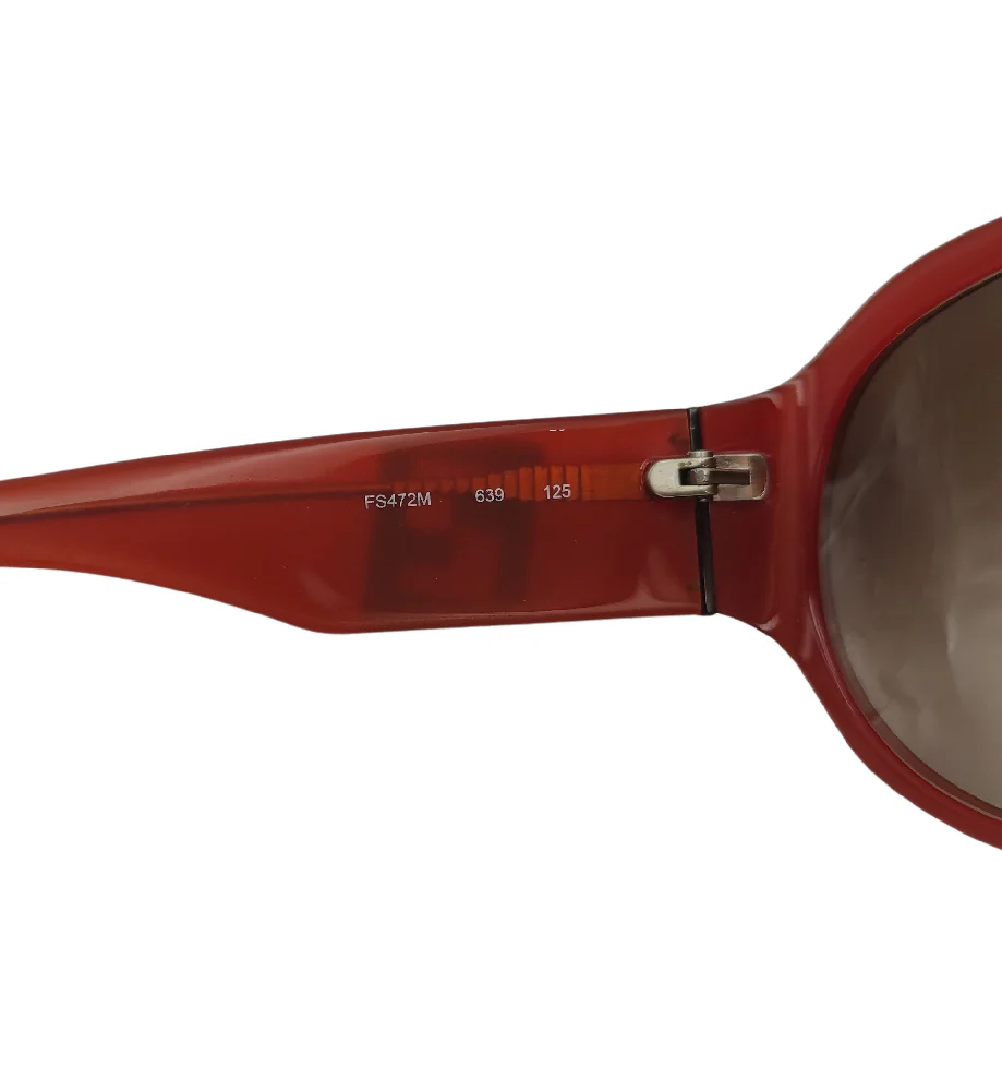 FENDI ROUNDED RED GREY LOGO SUNGLASSES - Image 9