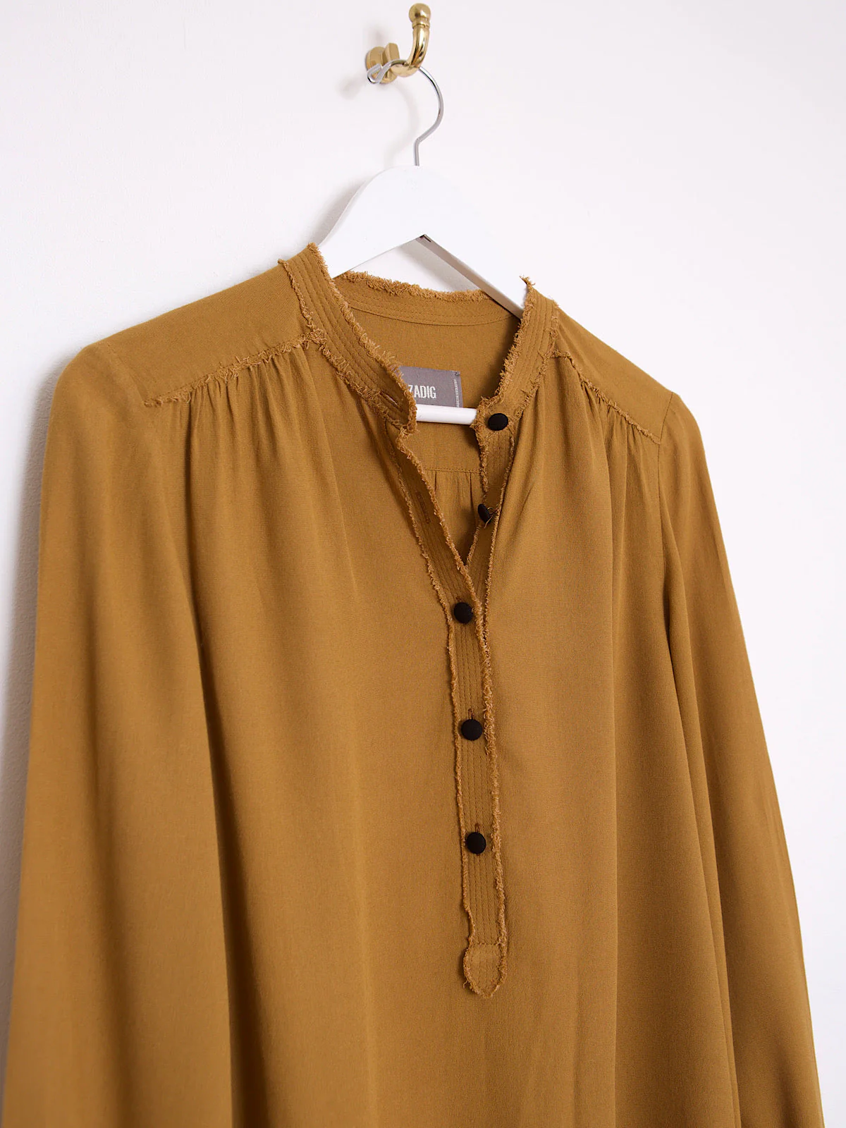 Flowing brown blouse shirt Mao collar by Zadig & Voltaire - Image 23