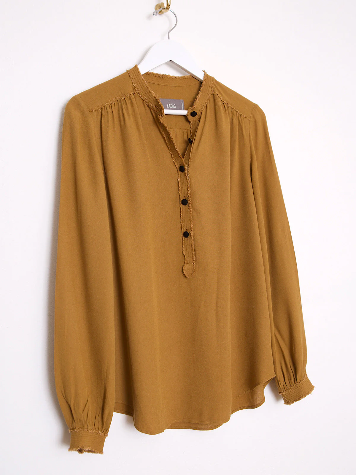 Flowing brown blouse shirt Mao collar by Zadig & Voltaire - Image 7