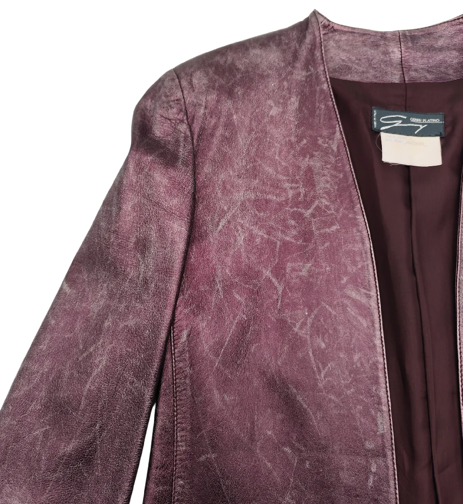 GENNY METALLIC PURPLE LEATHER JACKET AND TOP SET - Image 4