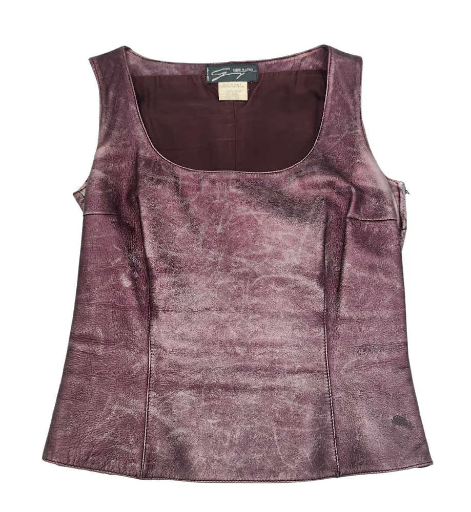 GENNY METALLIC PURPLE LEATHER JACKET AND TOP SET - Image 5