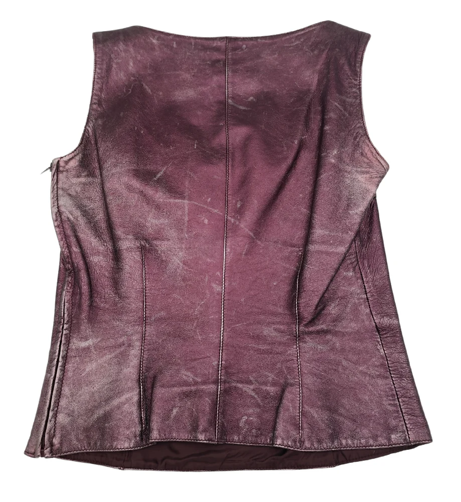 GENNY METALLIC PURPLE LEATHER JACKET AND TOP SET - Image 6