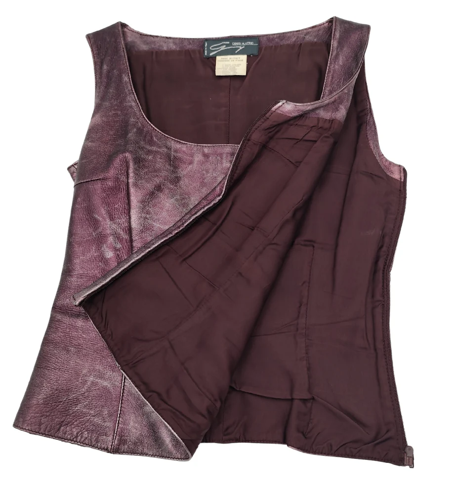 GENNY METALLIC PURPLE LEATHER JACKET AND TOP SET - Image 7
