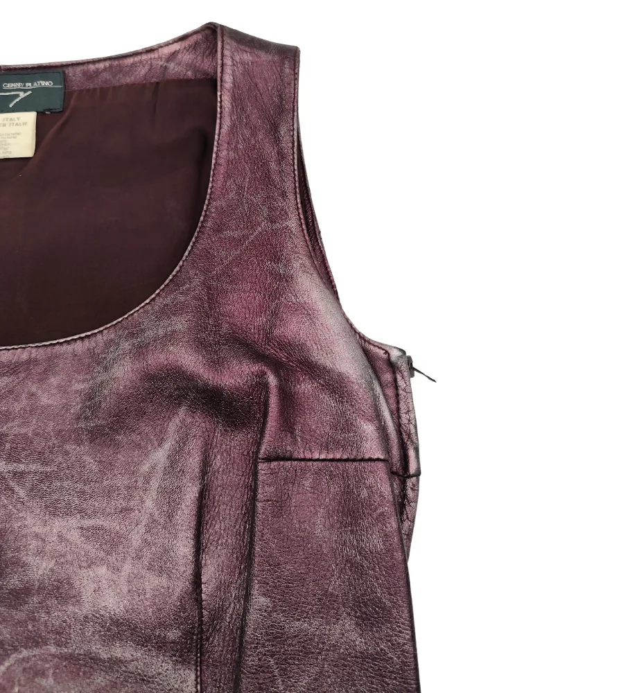 GENNY METALLIC PURPLE LEATHER JACKET AND TOP SET - Image 8