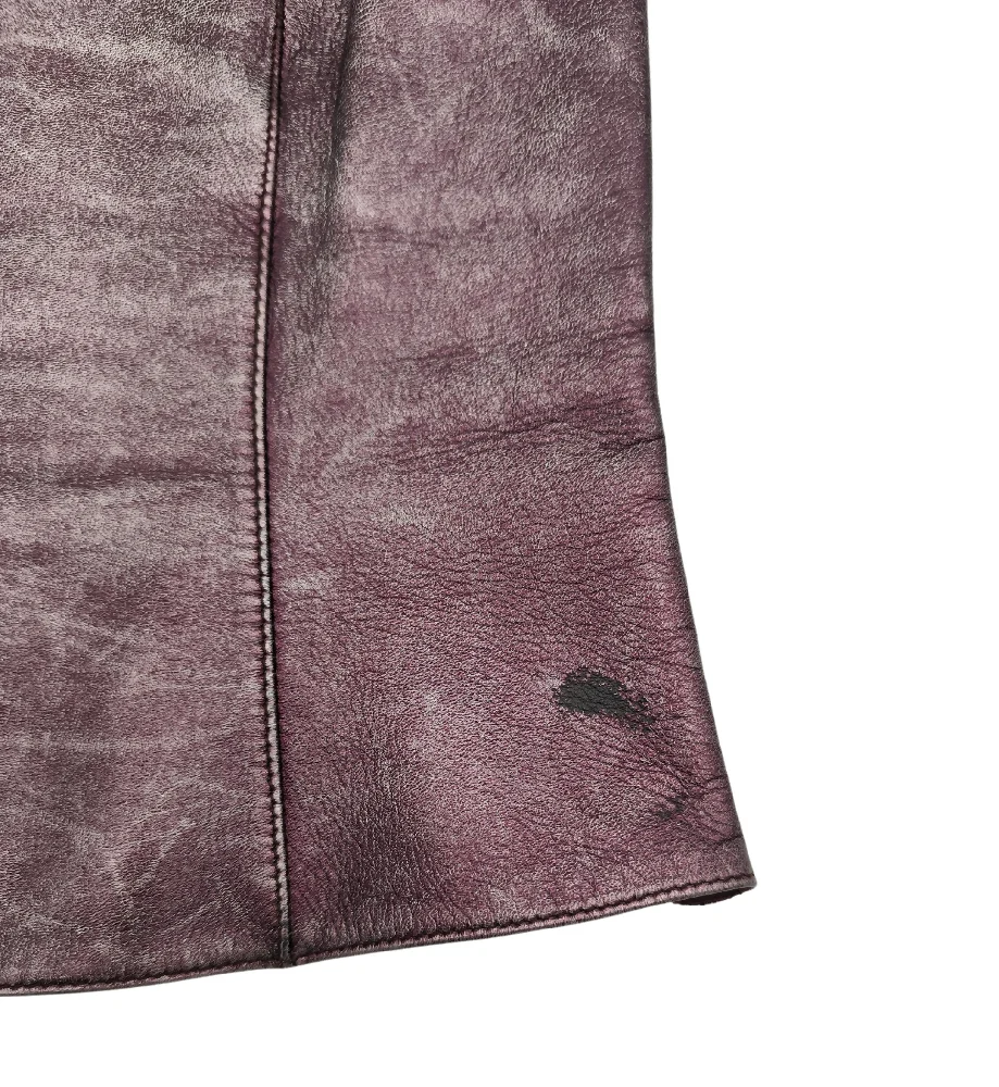 GENNY METALLIC PURPLE LEATHER JACKET AND TOP SET - Image 9