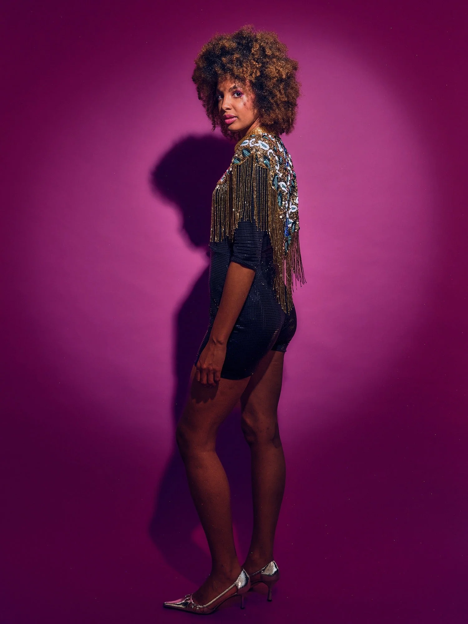 Gold and Green Cleo Sequined Cape - Image 6