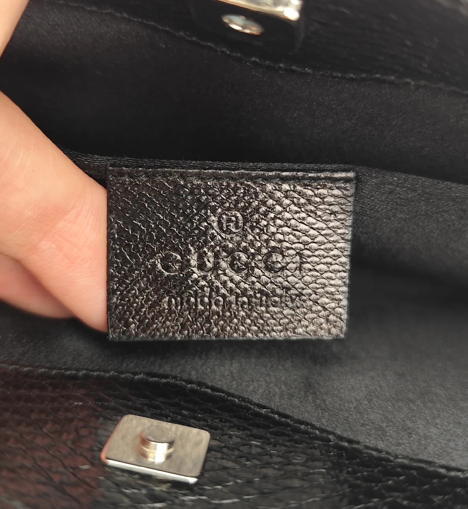GUCCI BY TOM FORD BLACK SILK AND LIZARD RHINESTONES LOGO REINS THONG MINI BAG - Image 9