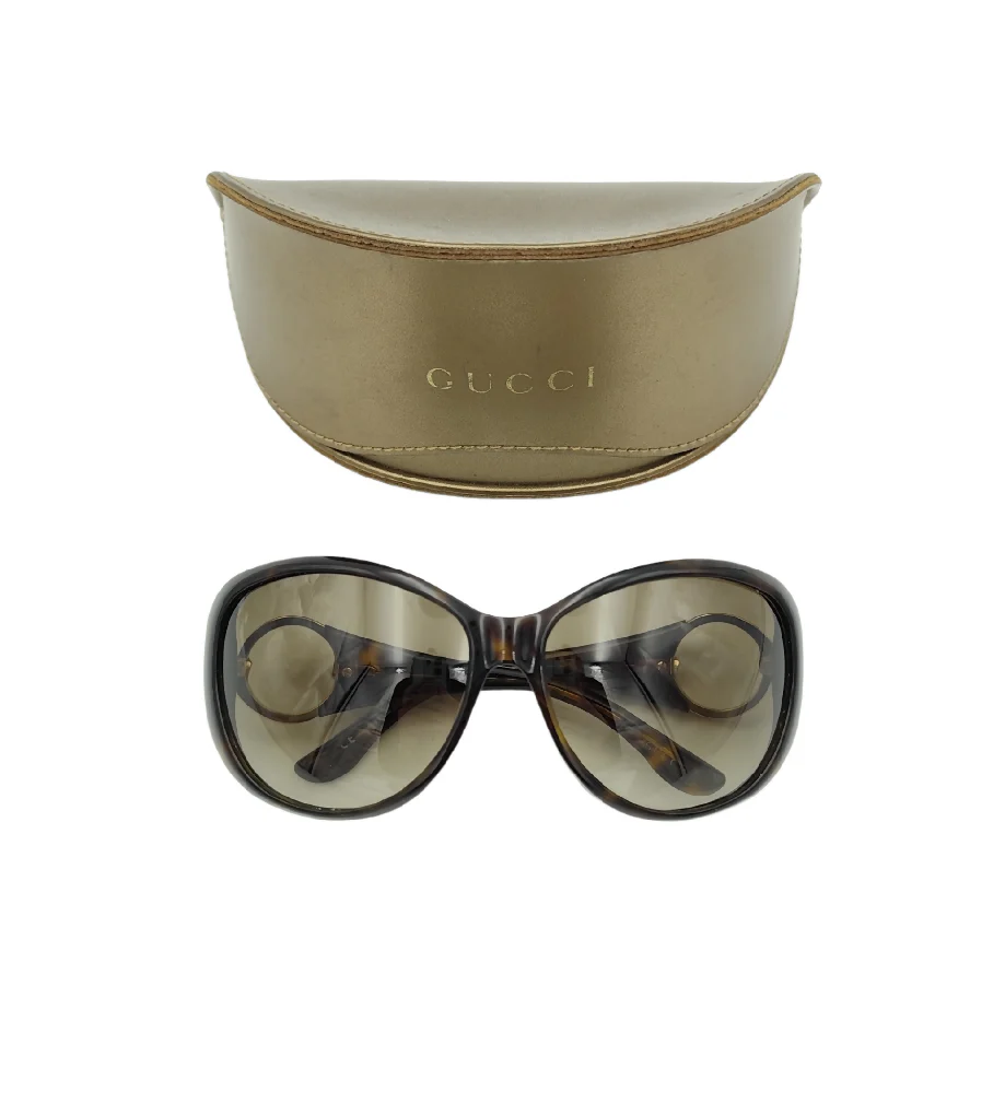 GUCCI OVERSIZED ROUND LOGO BROWN PRINT SUNGLASSES - Image 3