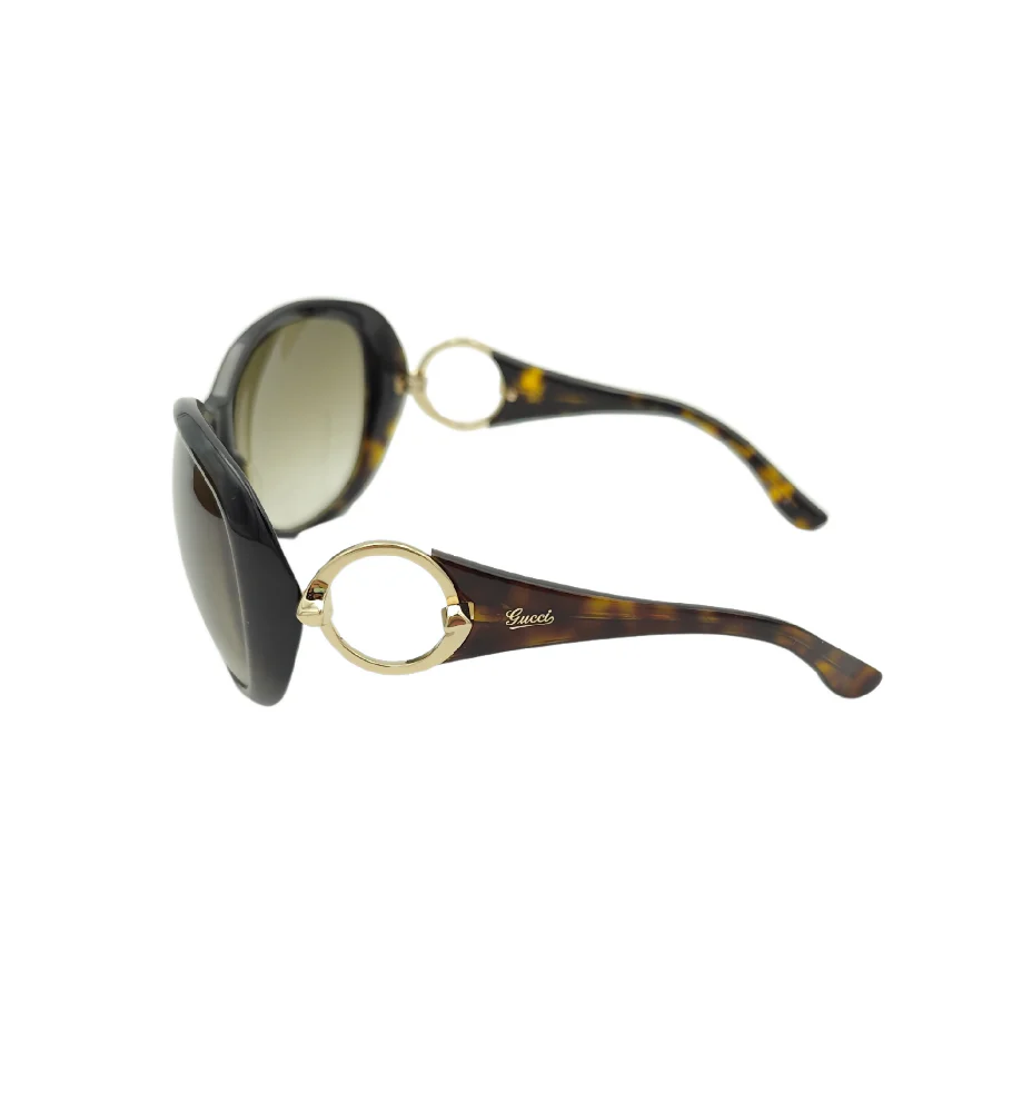 GUCCI OVERSIZED ROUND LOGO BROWN PRINT SUNGLASSES - Image 4