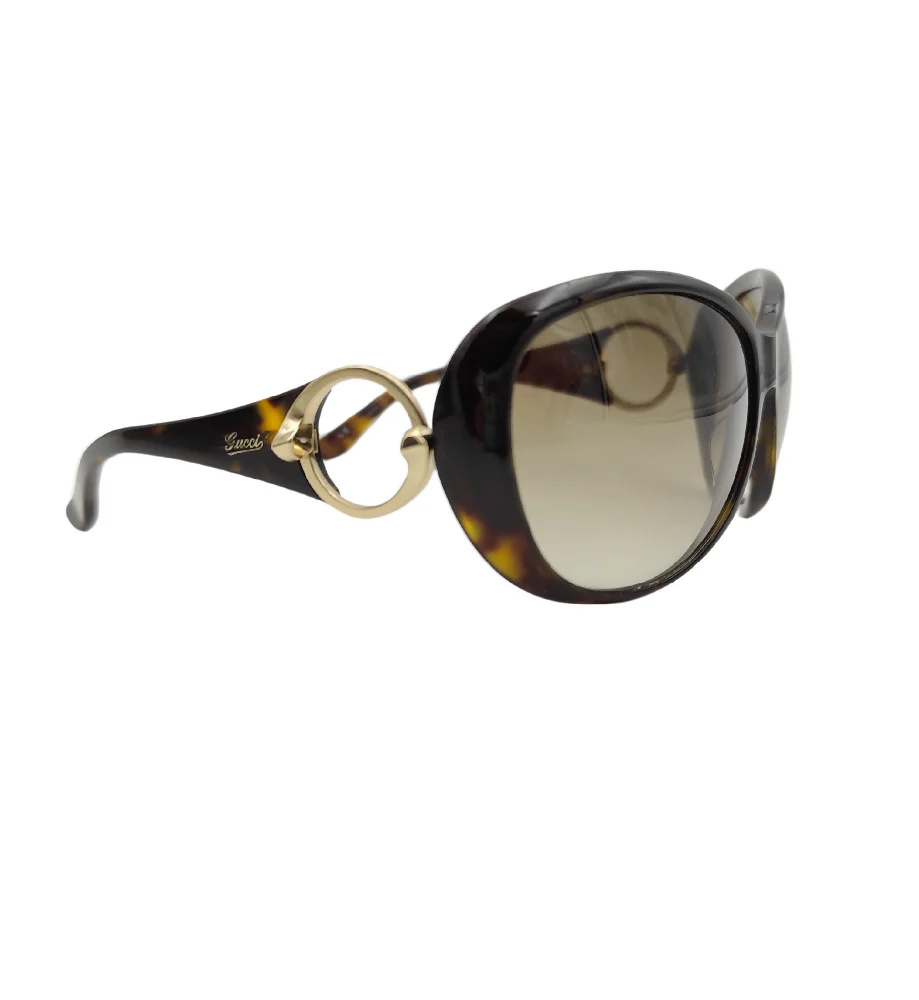 GUCCI OVERSIZED ROUND LOGO BROWN PRINT SUNGLASSES - Image 5