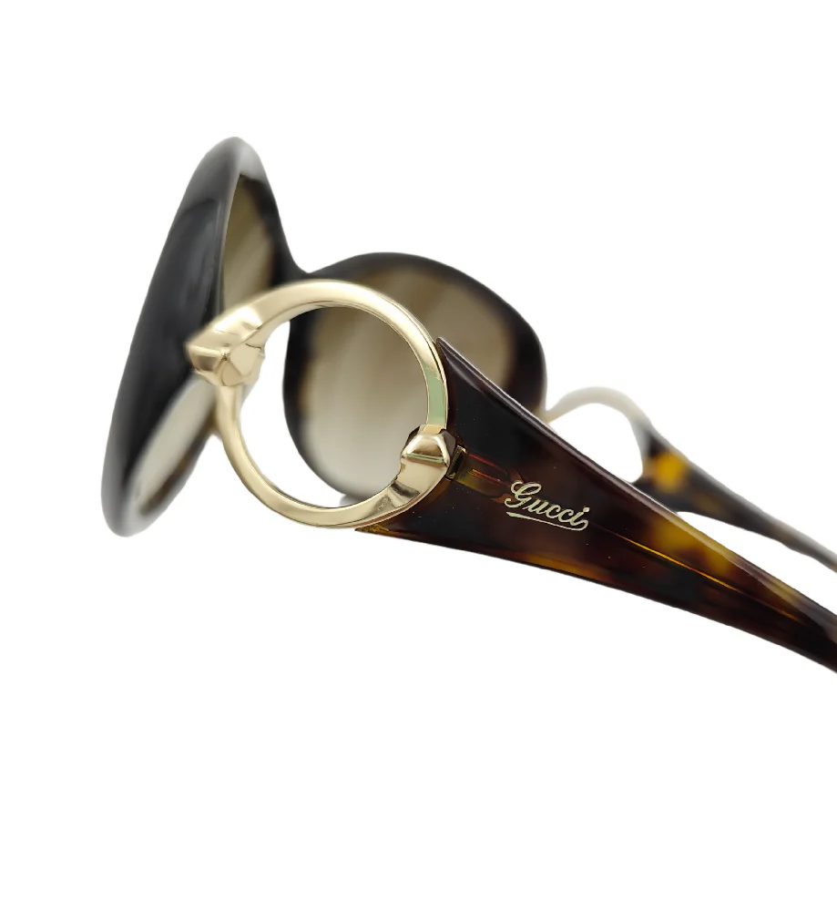 GUCCI OVERSIZED ROUND LOGO BROWN PRINT SUNGLASSES - Image 6