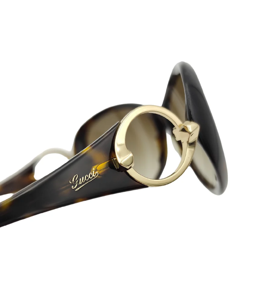 GUCCI OVERSIZED ROUND LOGO BROWN PRINT SUNGLASSES - Image 7