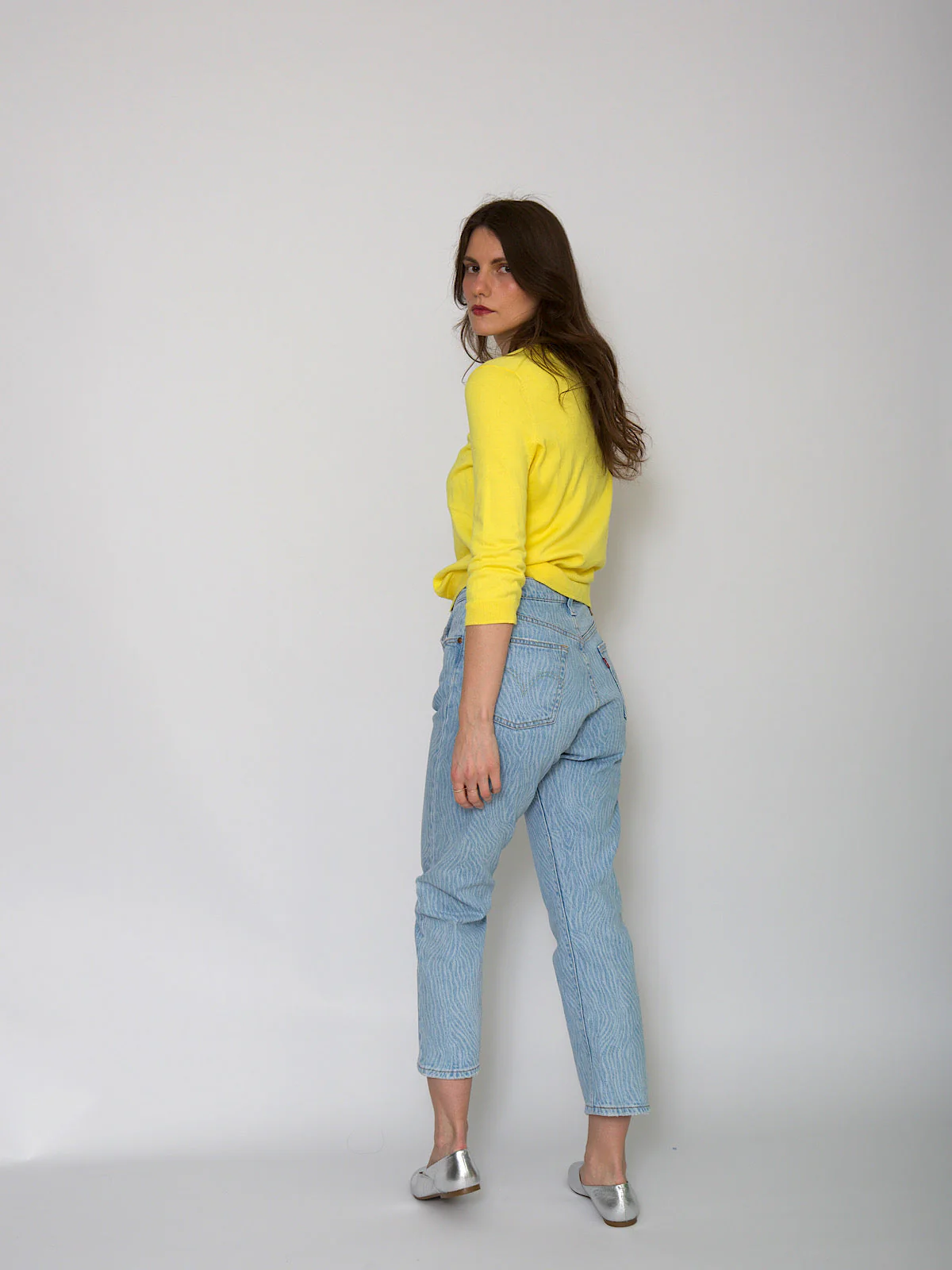 Light cotton long sleeves jumper in yellow - Image 3
