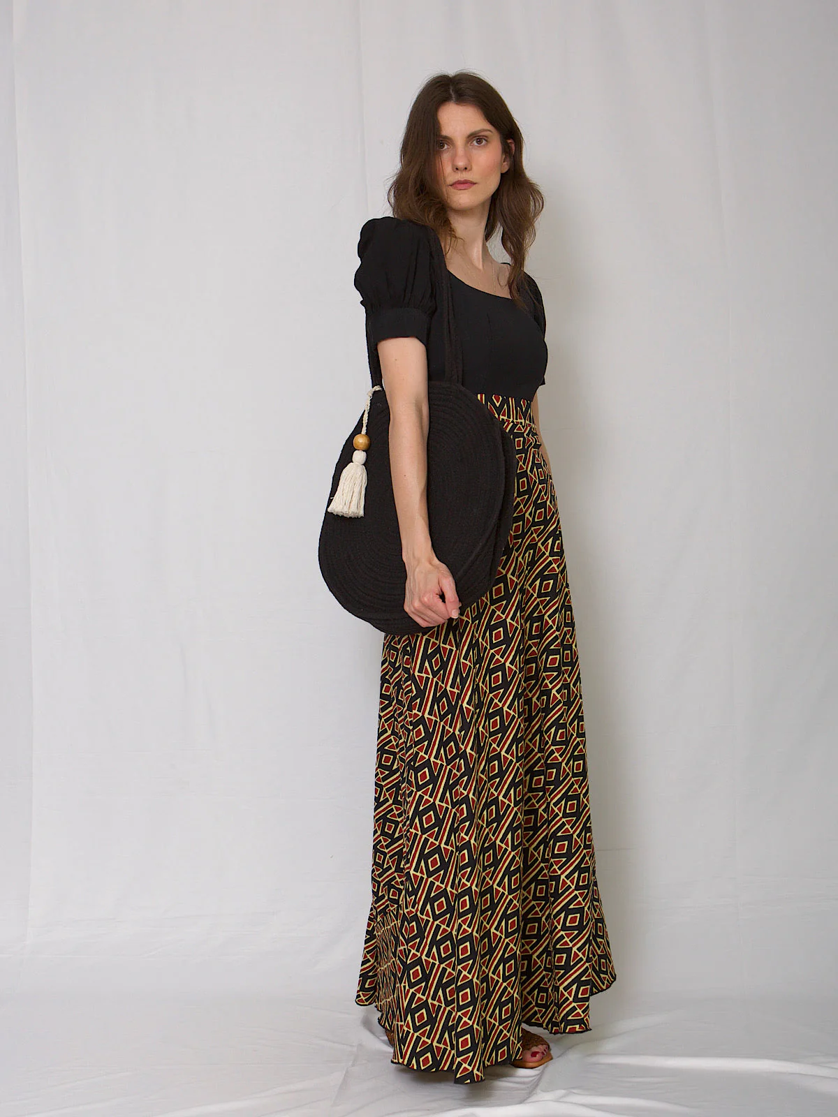 Long full length dress geometric print - Image 3