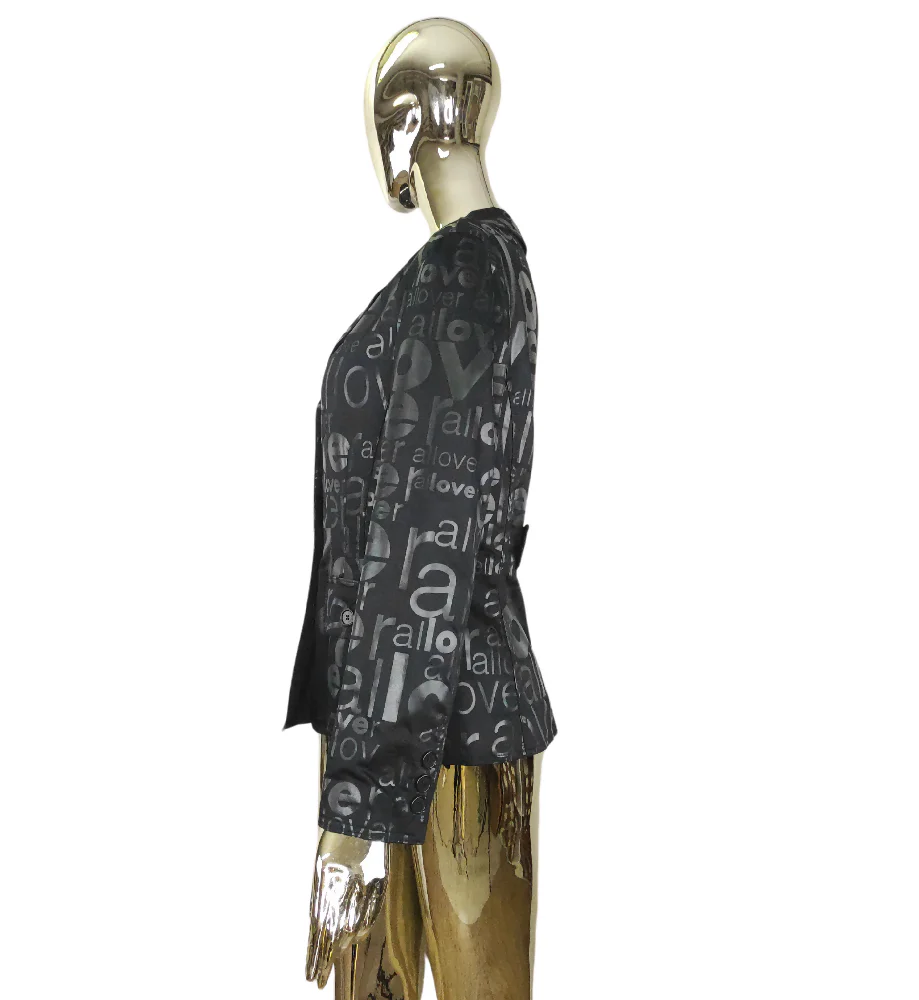 MOSCHINO JEANS "LOVE ALL OVER" PRINT BLACK BLAZER - Image 4
