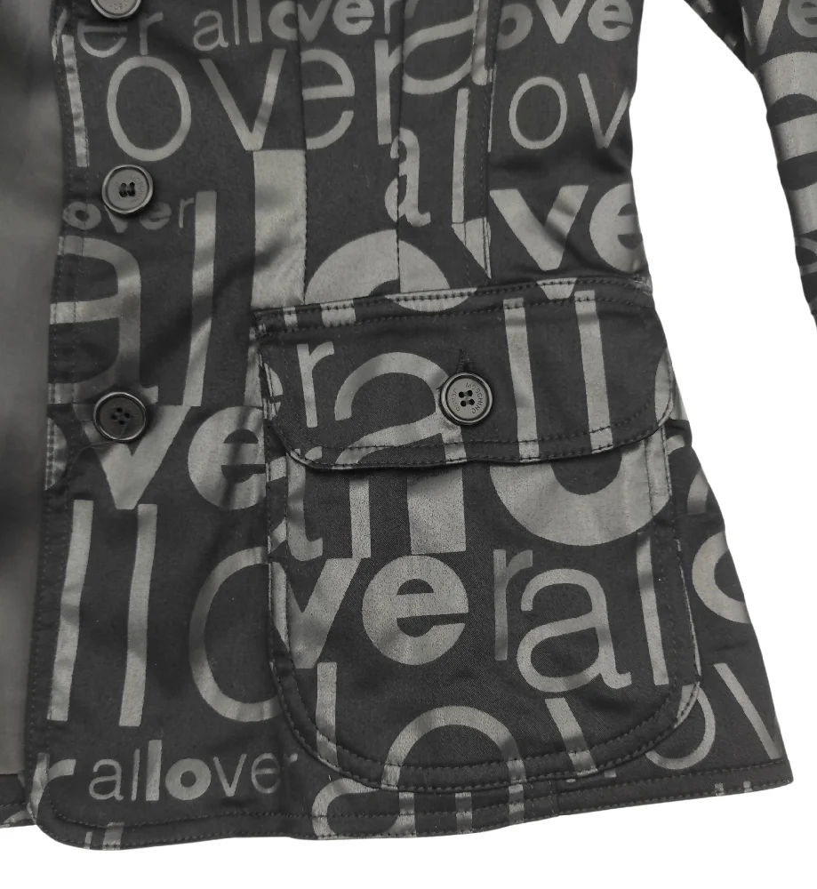 MOSCHINO JEANS "LOVE ALL OVER" PRINT BLACK BLAZER - Image 7