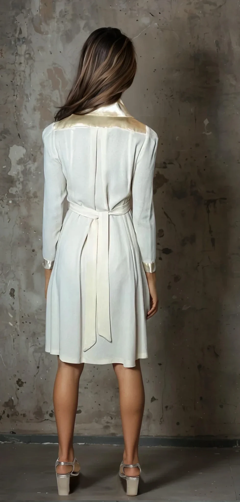 1970'S Gorgeous Vintage Cream Moss Crepe Wedding Dress Uk 8 - 12 - Image 5